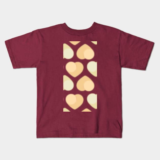 Simplistic Beige Hearts and Circles Artwork Kids T-Shirt by New East 